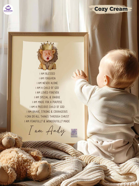 Personalized Baby Affirmation Poster with Photo & Name – Christian Nursery Wall Art